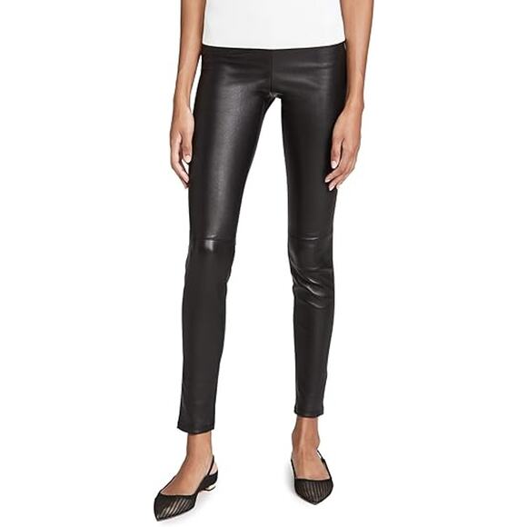 Theory High Rise Adbelle L2 Leather Skinny Pants Black Size 4 - Picture 2 of 15